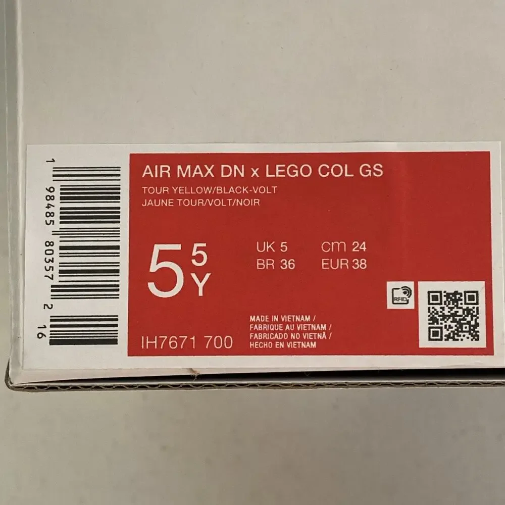 Nike Air Max DN x LEGO Tour Yellow‎ Black Volt IH7671-700 GS Size 5.5Y New